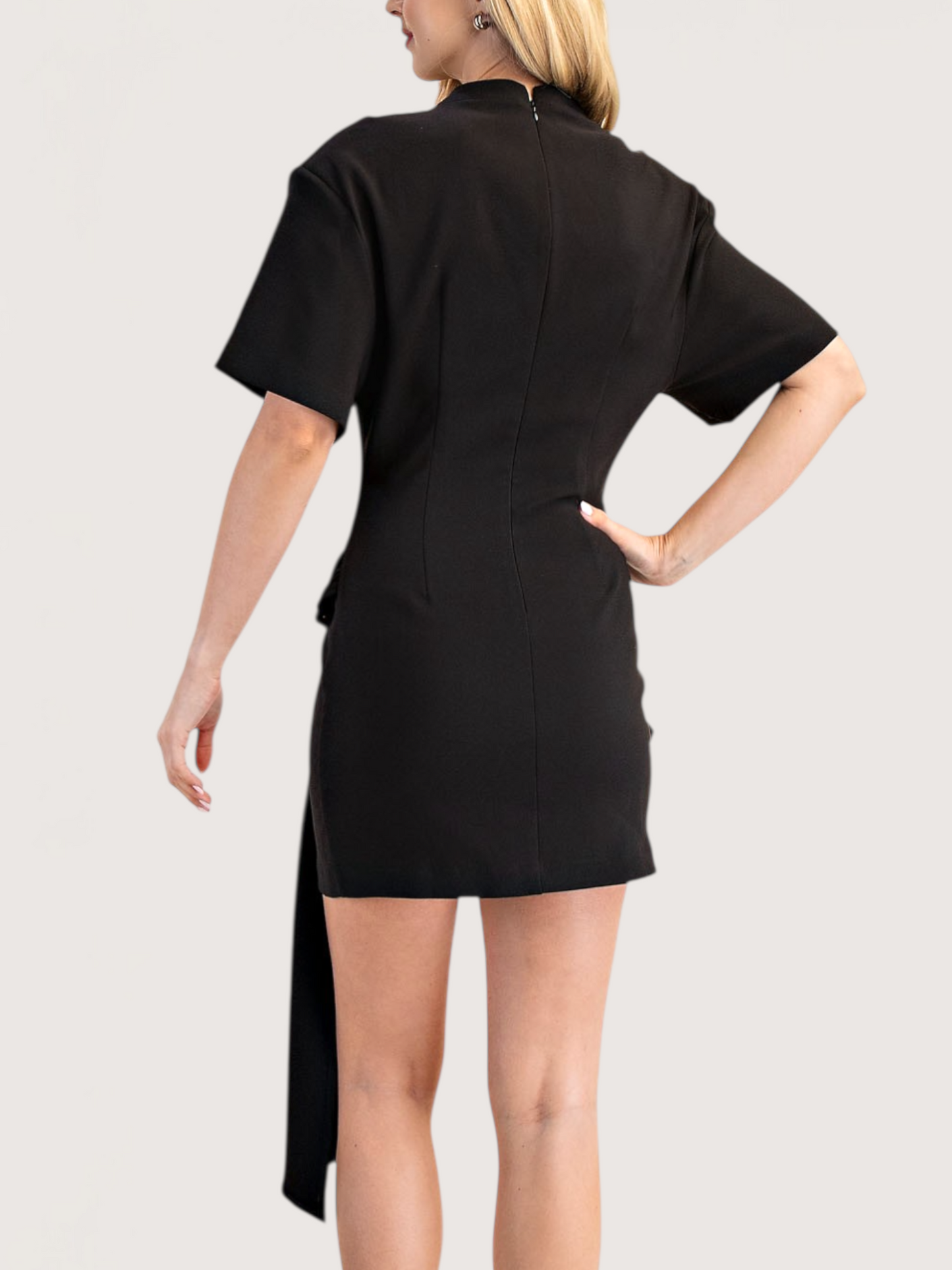 Side Buckle Drape Dress | Black