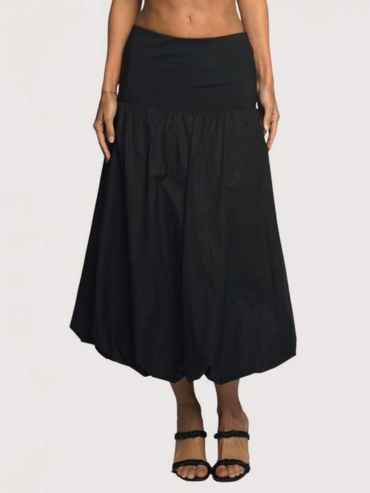 Balloon Hem Midi Skirt