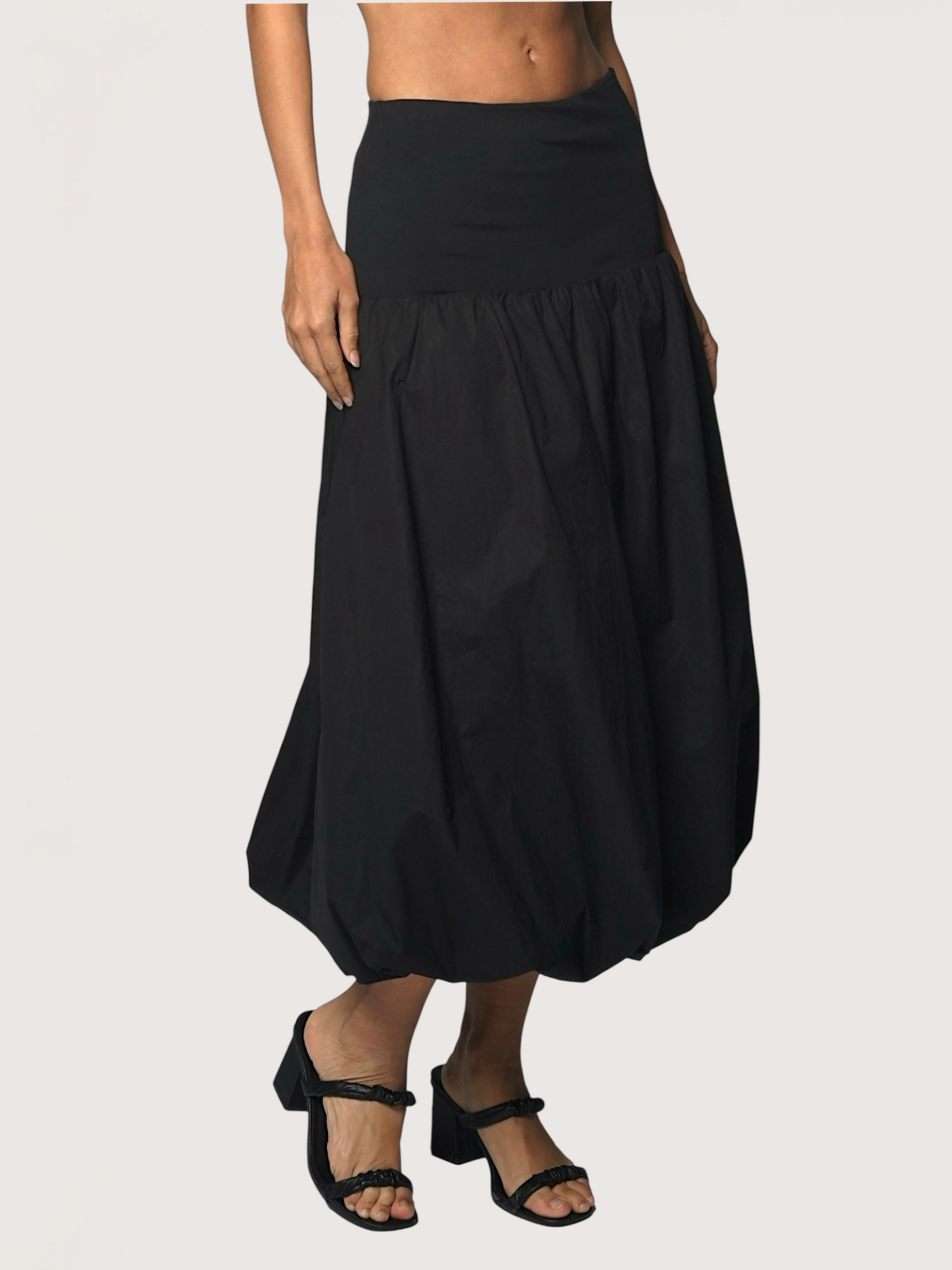 Balloon Hem Midi Skirt