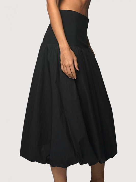 Balloon Hem Midi Skirt