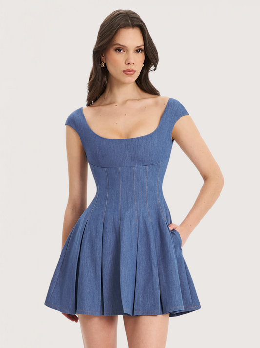 Denim Cap Sleeve Dress