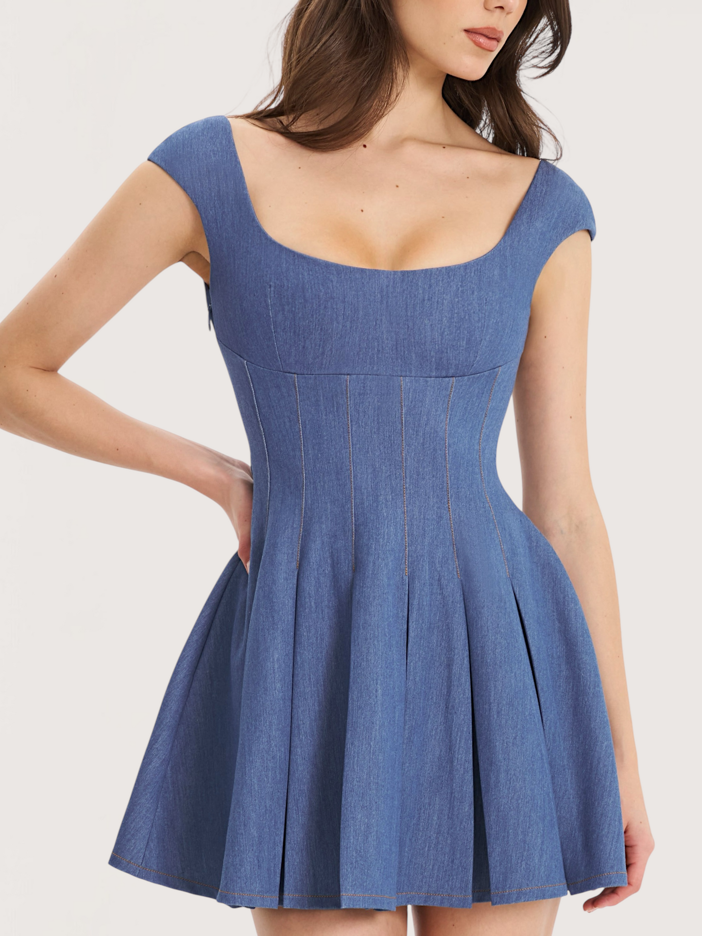 Denim Cap Sleeve Dress