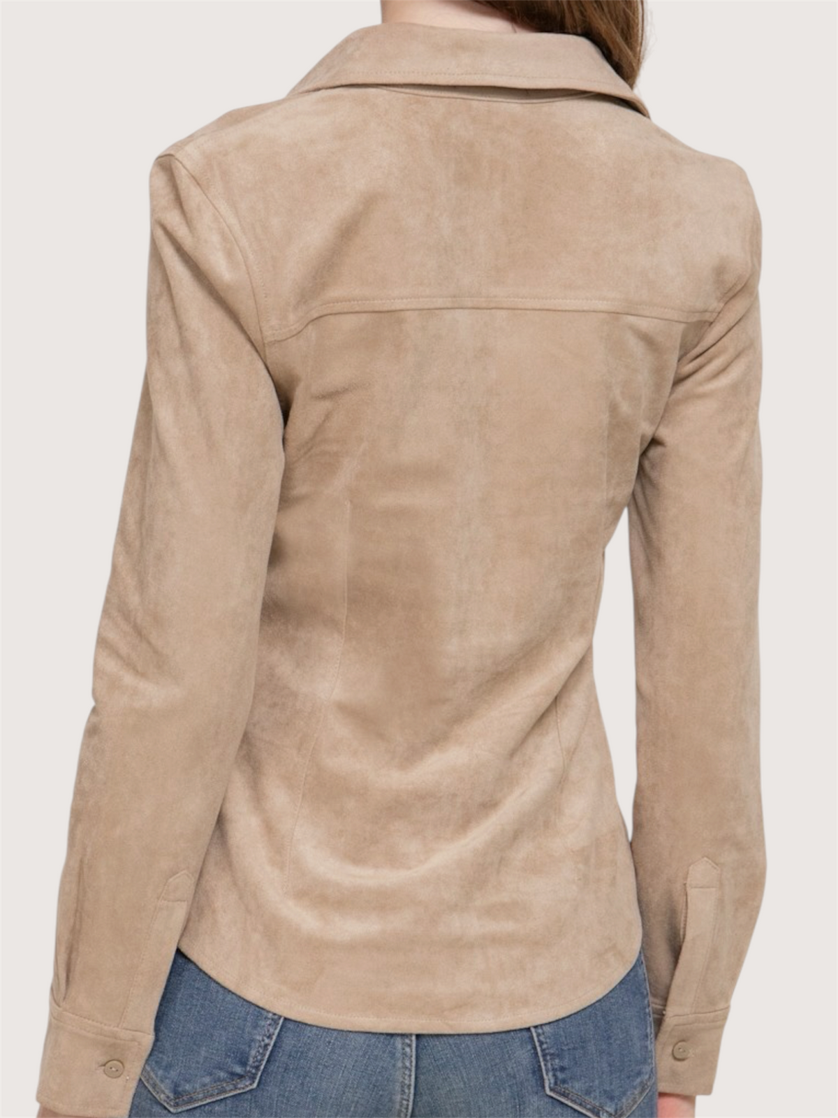 Tapered Waist Suede Top | Taupe