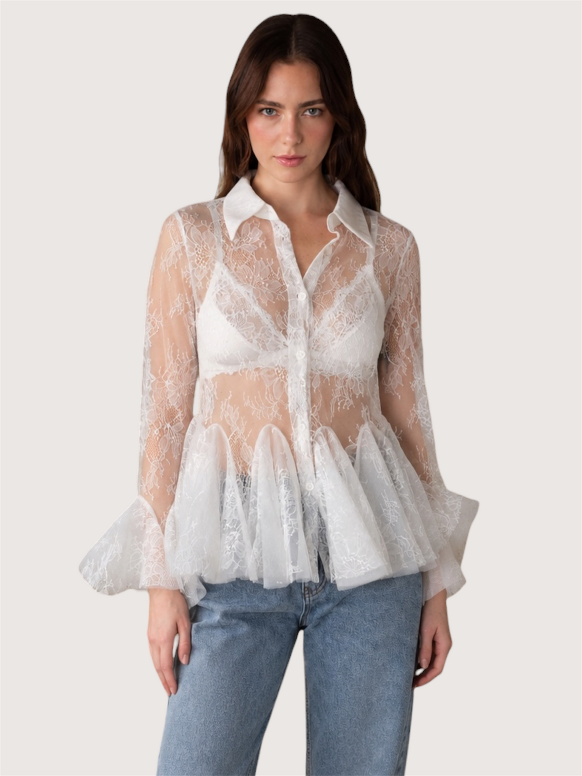Jewel Lace Peplum Top