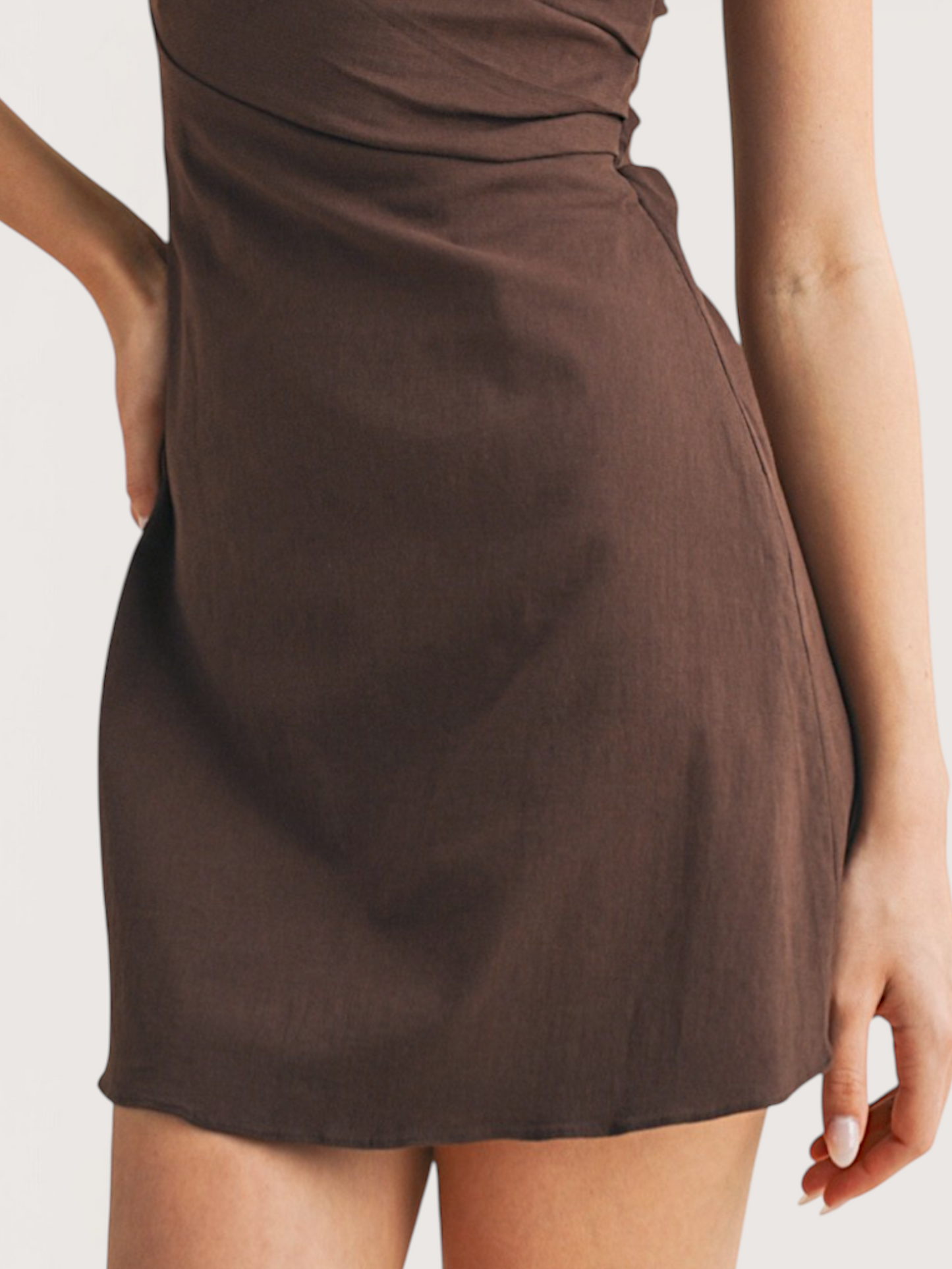 Gathered Asymmetric Cami Dress