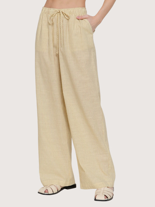 Wide Leg Striped Pants | Yellow
