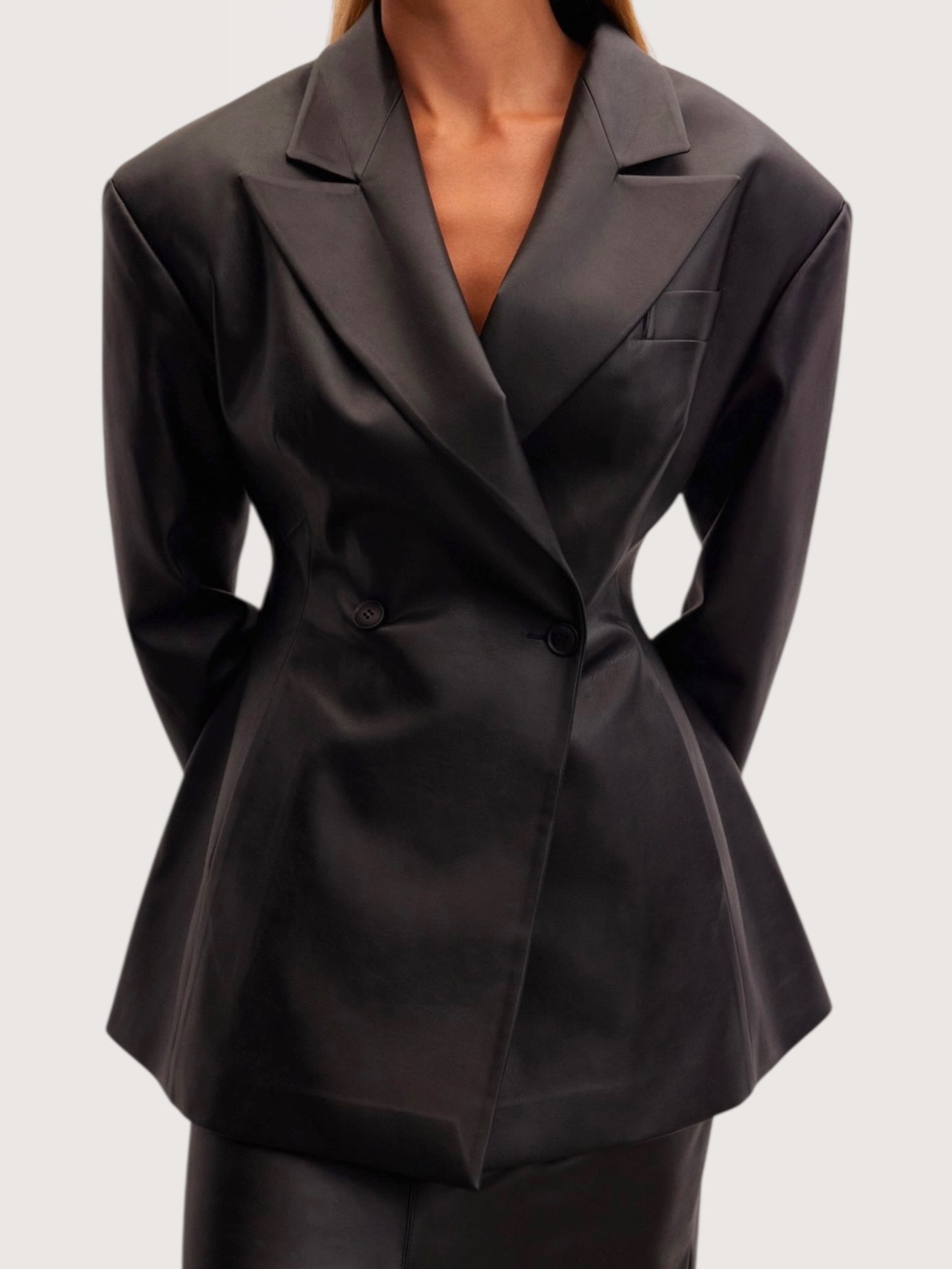 Structured Leather Blazer