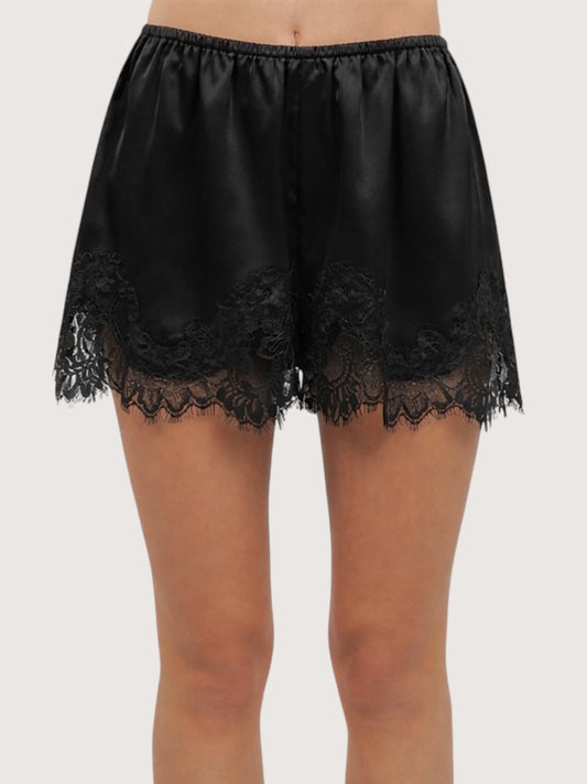 Lace Trim Satin Short