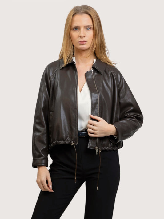 Bubble Hem Leather Jacket