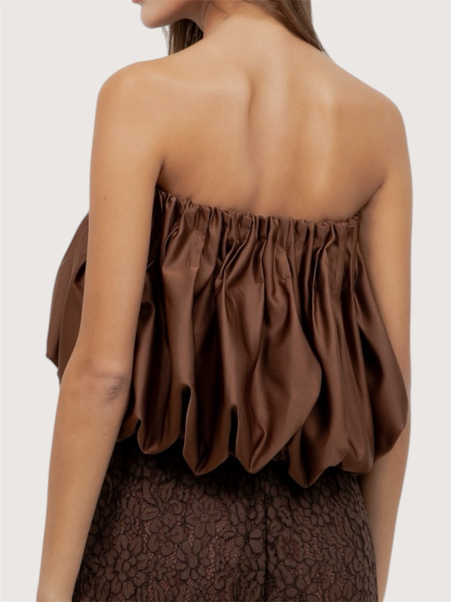 Pleated Satin Bubble Top