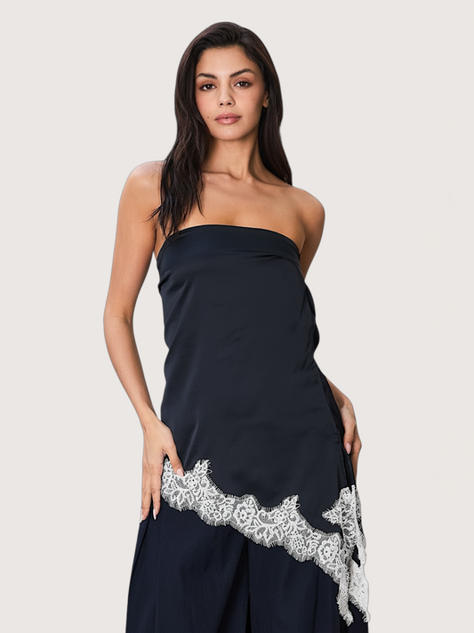 Strapless Lace Trim Top