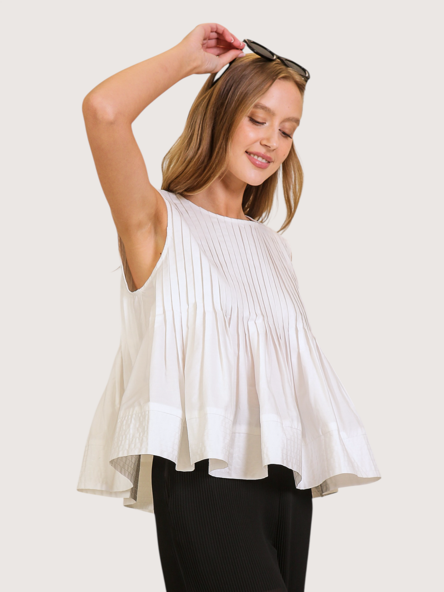 Pleated Peplum Top