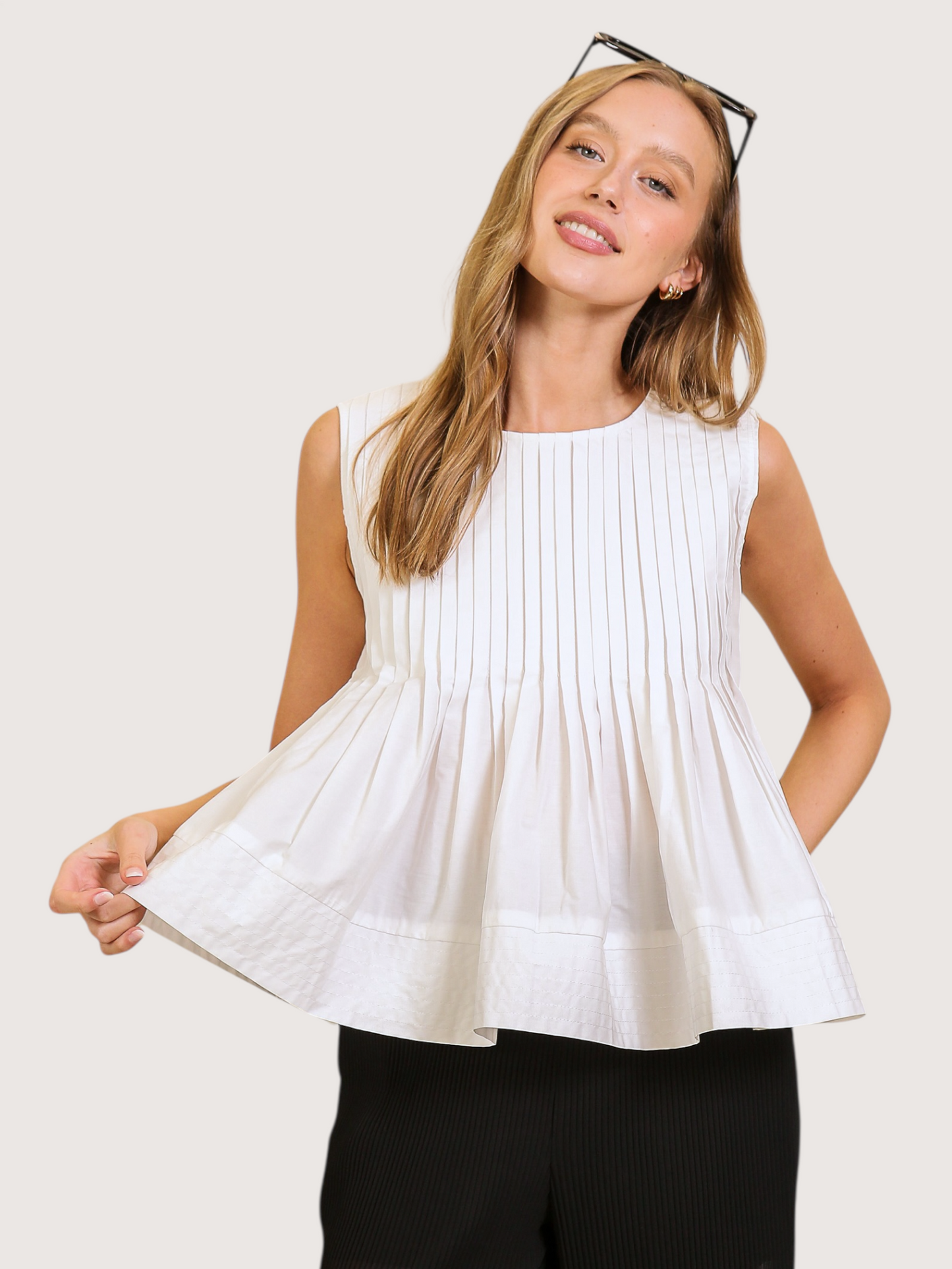Pleated Peplum Top