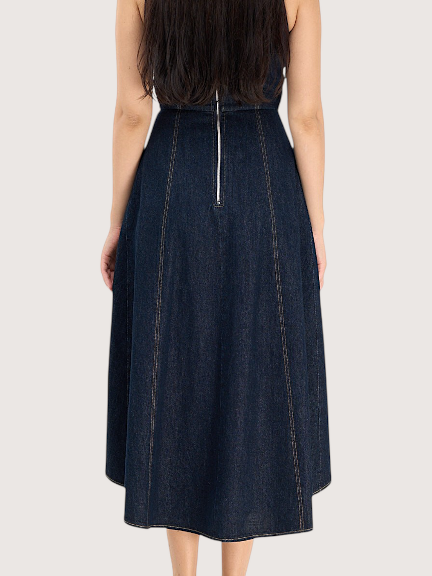 Tailored Denim Midi Dress