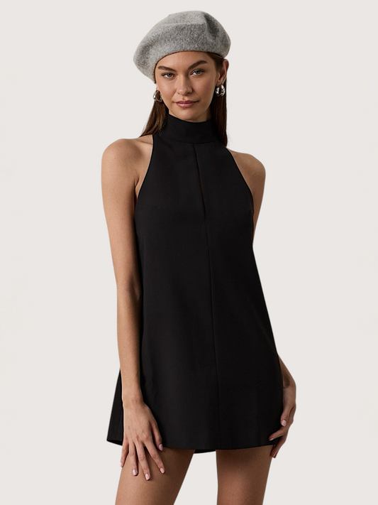 High Neck Mini Dress | Black