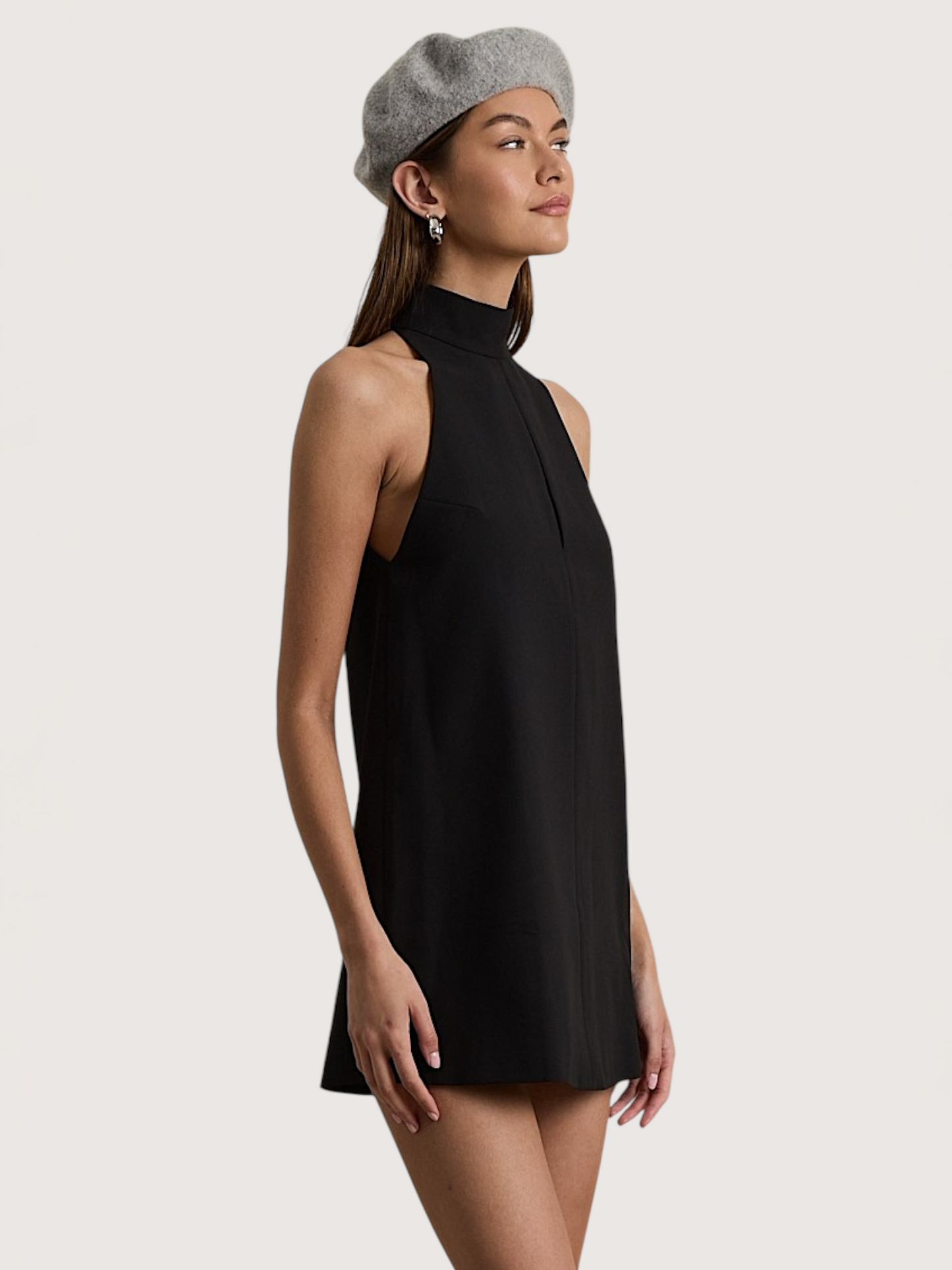 High Neck Mini Dress | Black