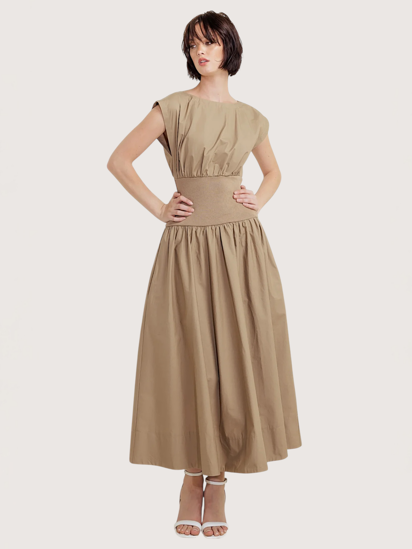 Fitted Waist Midi Dress