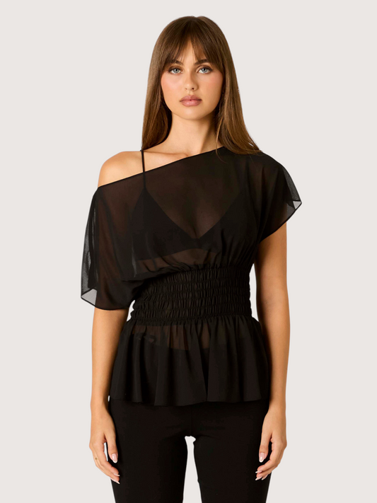 OTS Sheer Smocked Top
