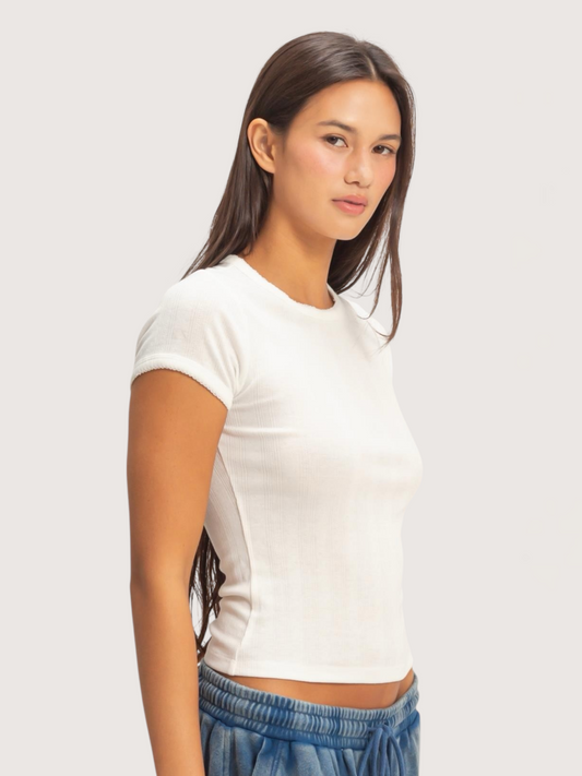 Pointelle Short Sleeve Top