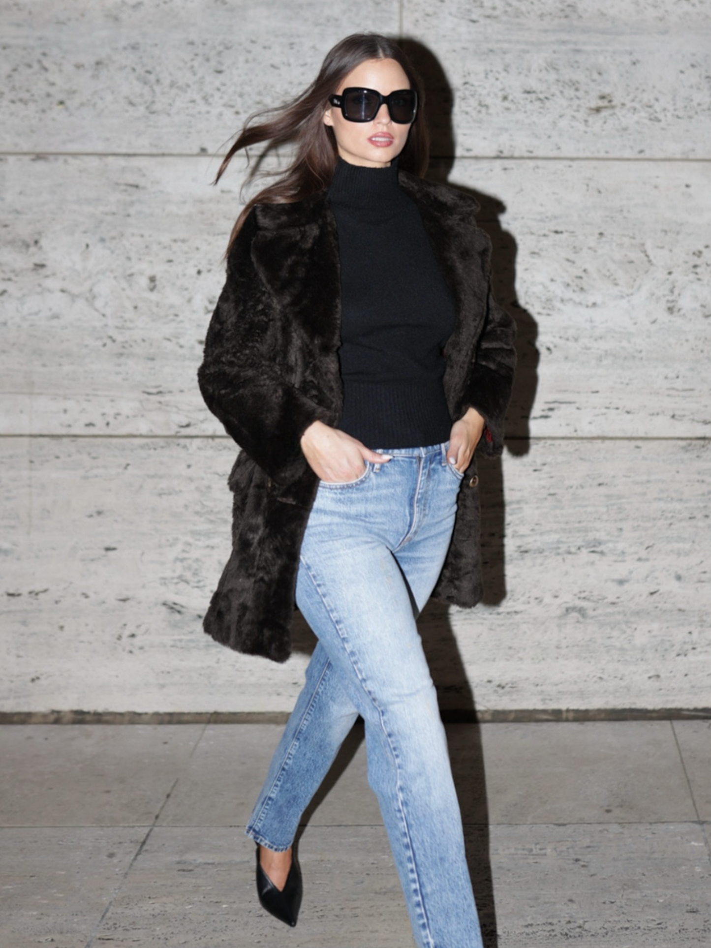 Gold Button Fur Coat