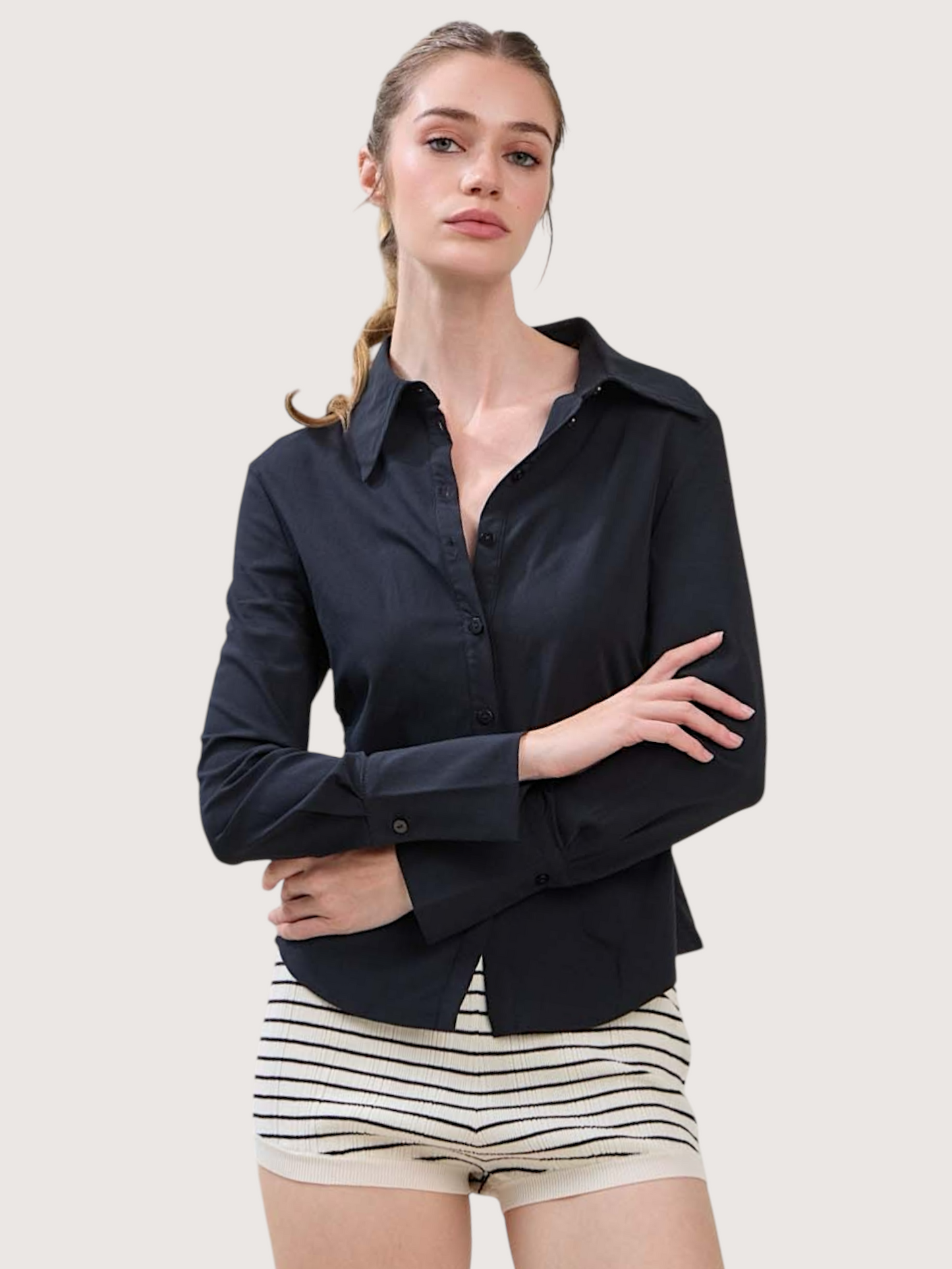 Slim Fit Button Up | Black