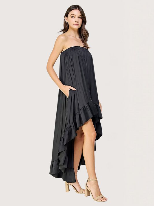 Ruffle Trim High Low Dress