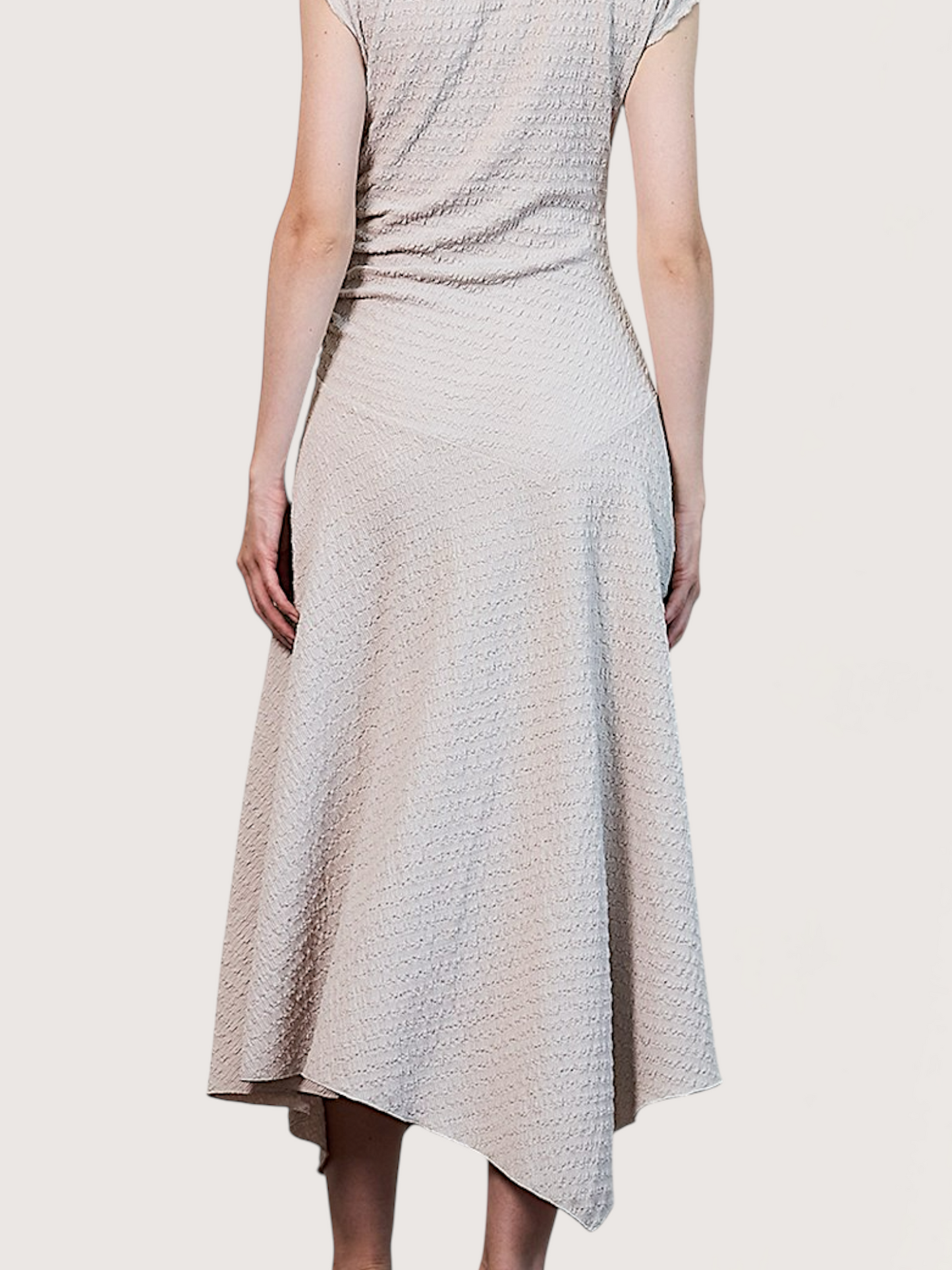 Crinkle Cap Sleeve Dress | Ecru