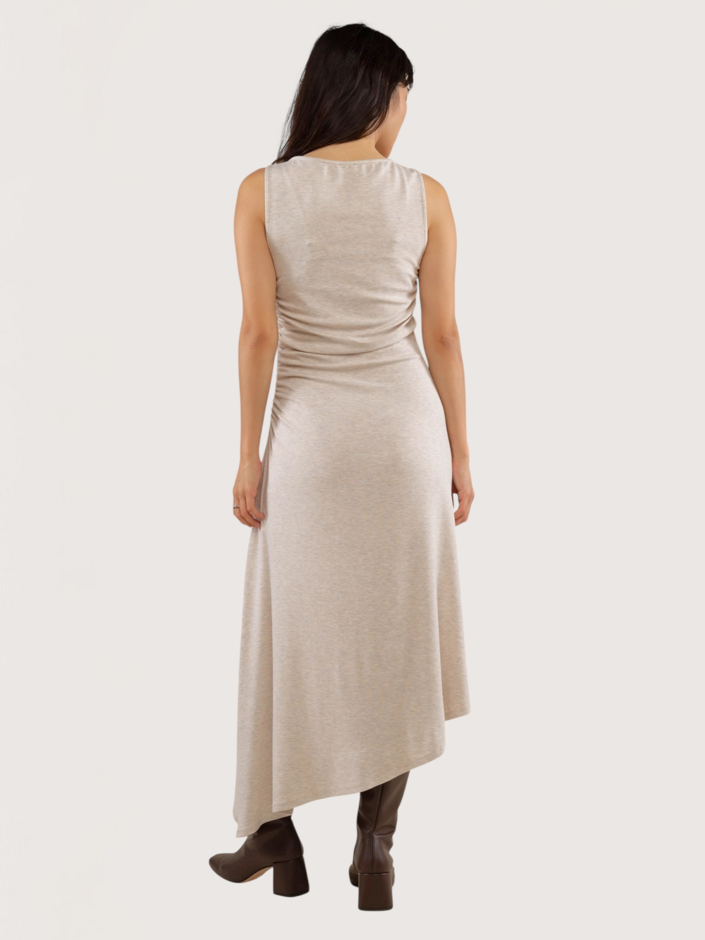Asymmetrical Hem Boatneck Dress
