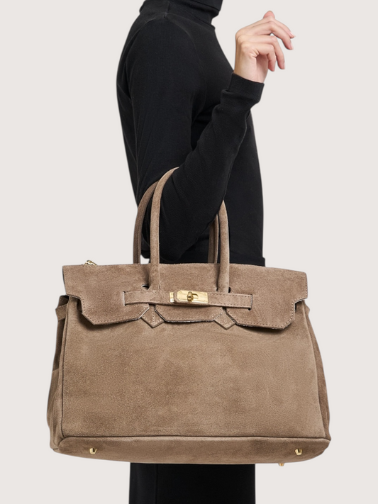 Elizabeth Suede Carry All | Taupe