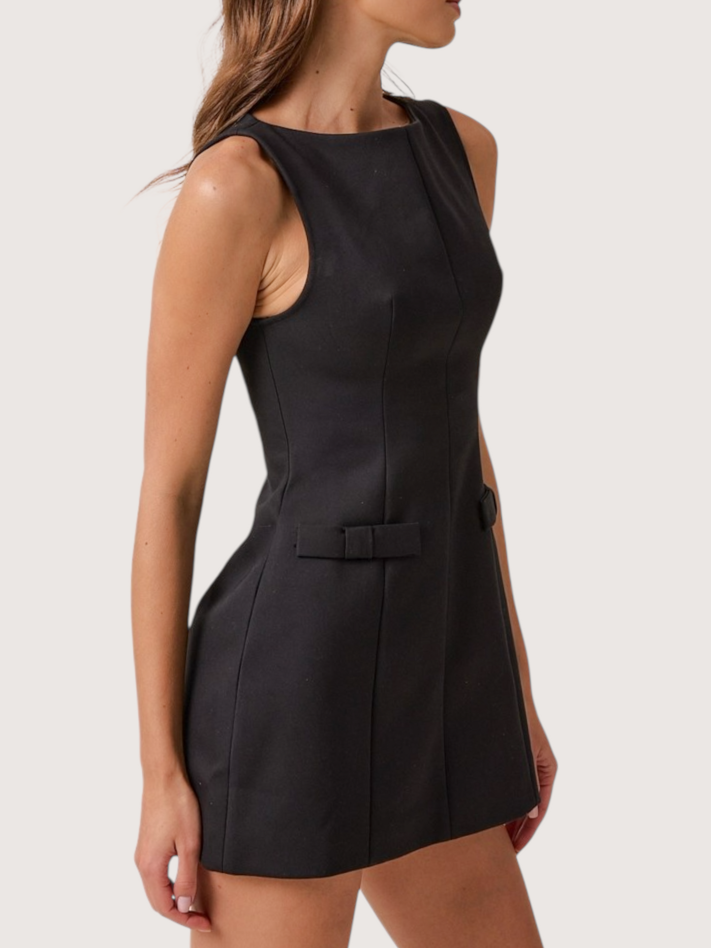 Boat Neck Bow Dress | Black