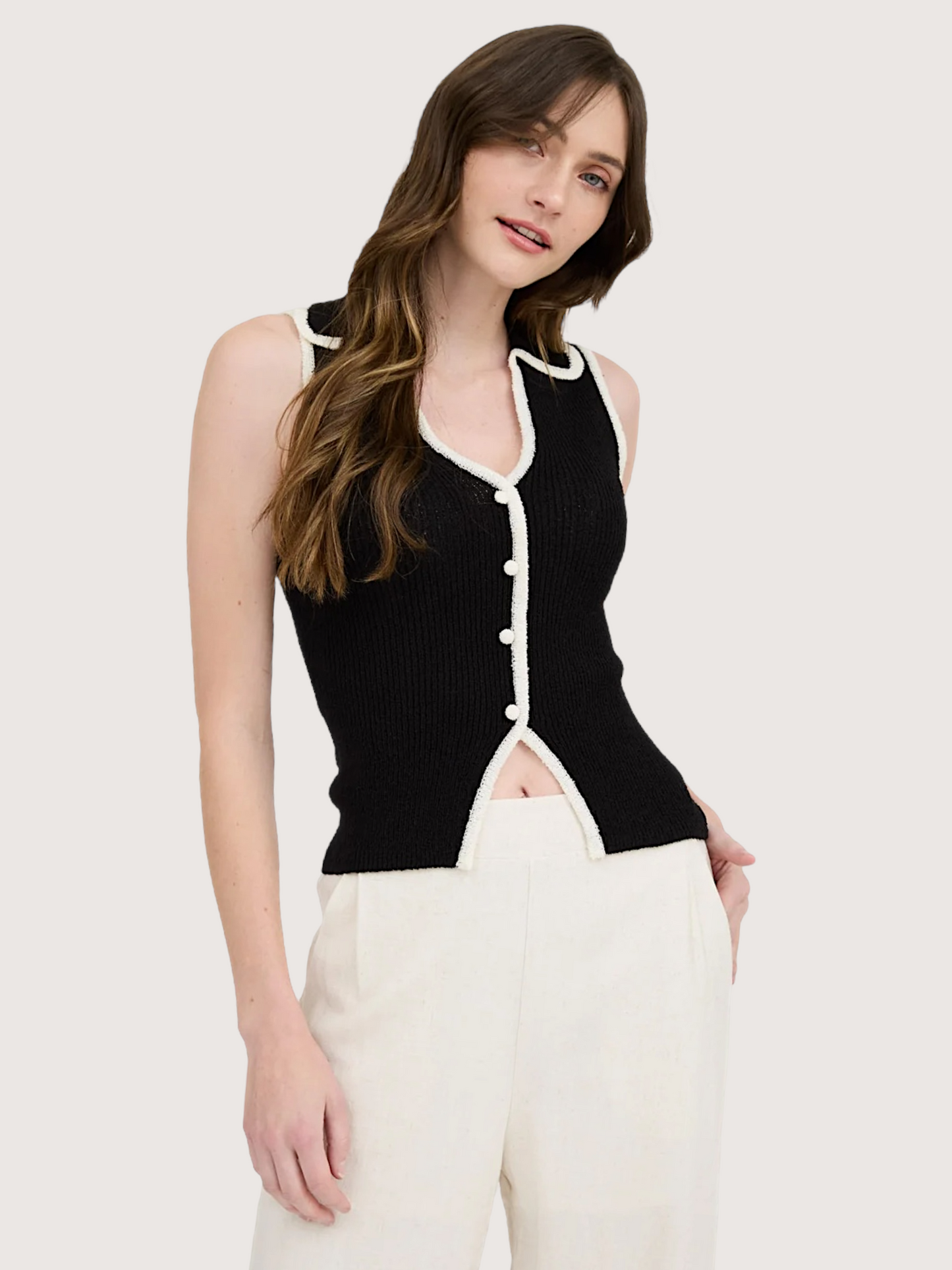Contrast Sweater Vest