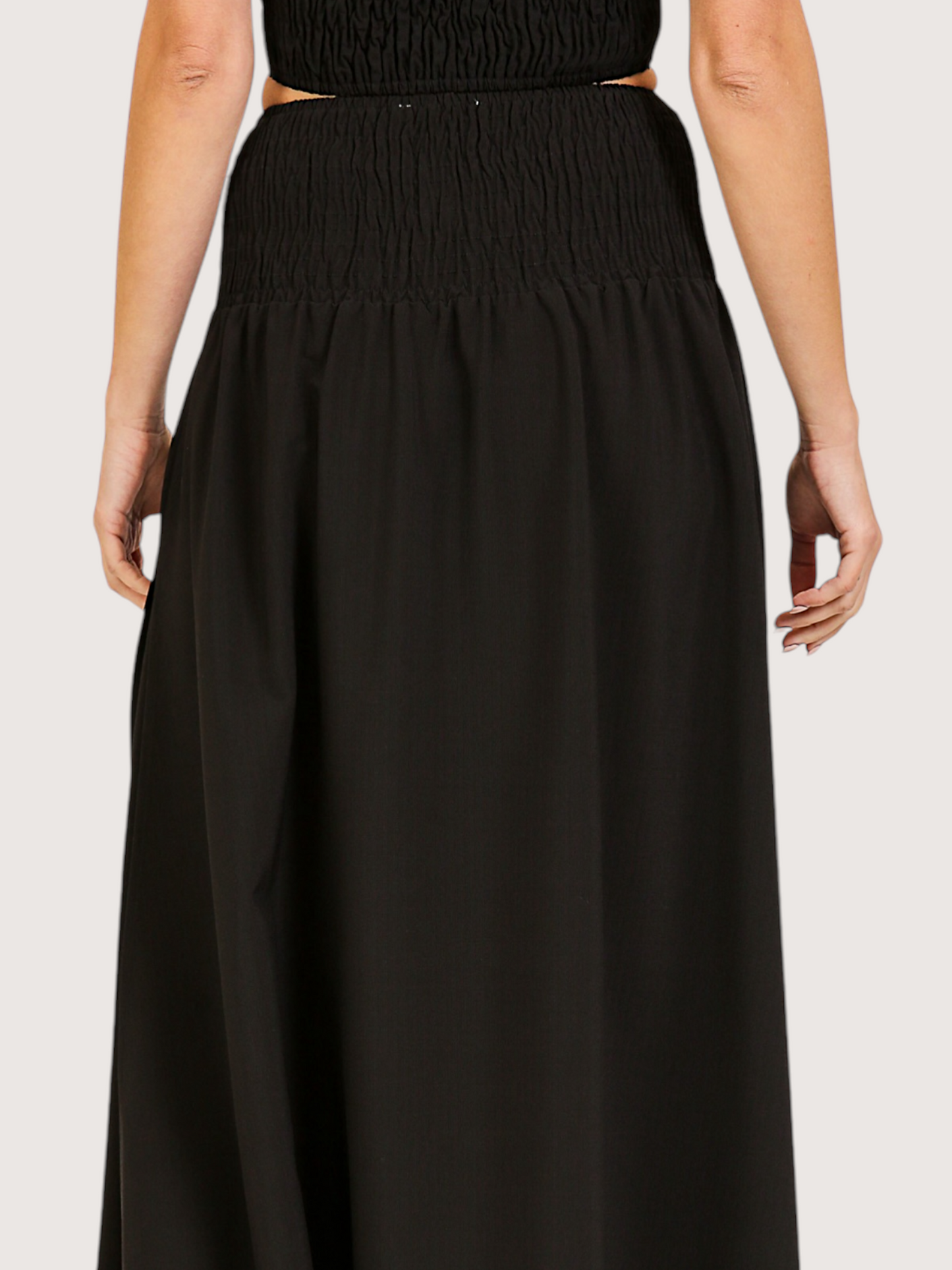 Smoked Waist Maxi Skirt | Black