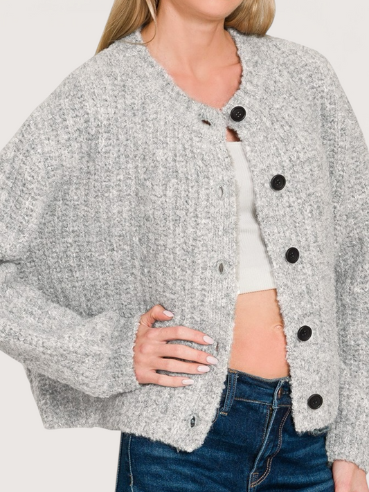 Taylor Chunky Knit Cardigan | Grey