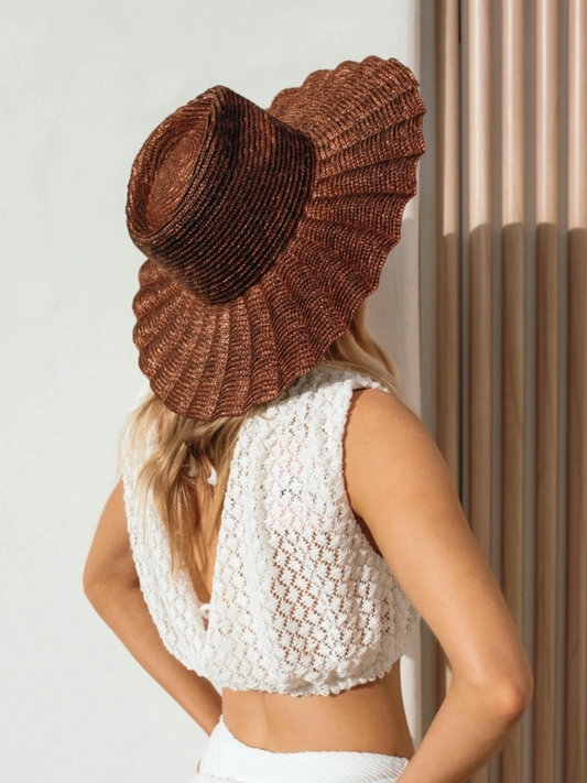 Wide Brim Straw Hat | Brown