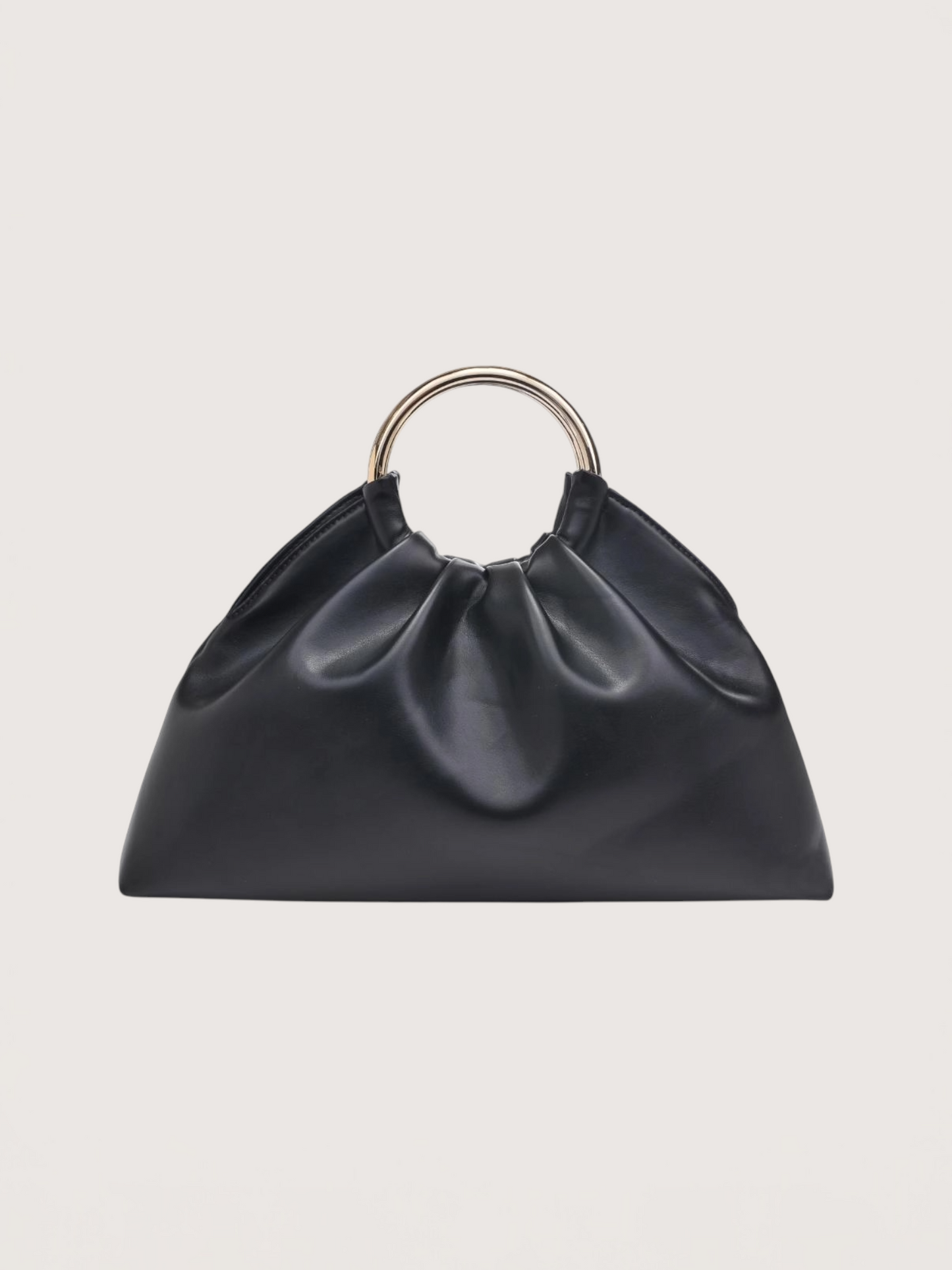 Circle Handle Pouf Bag | Black