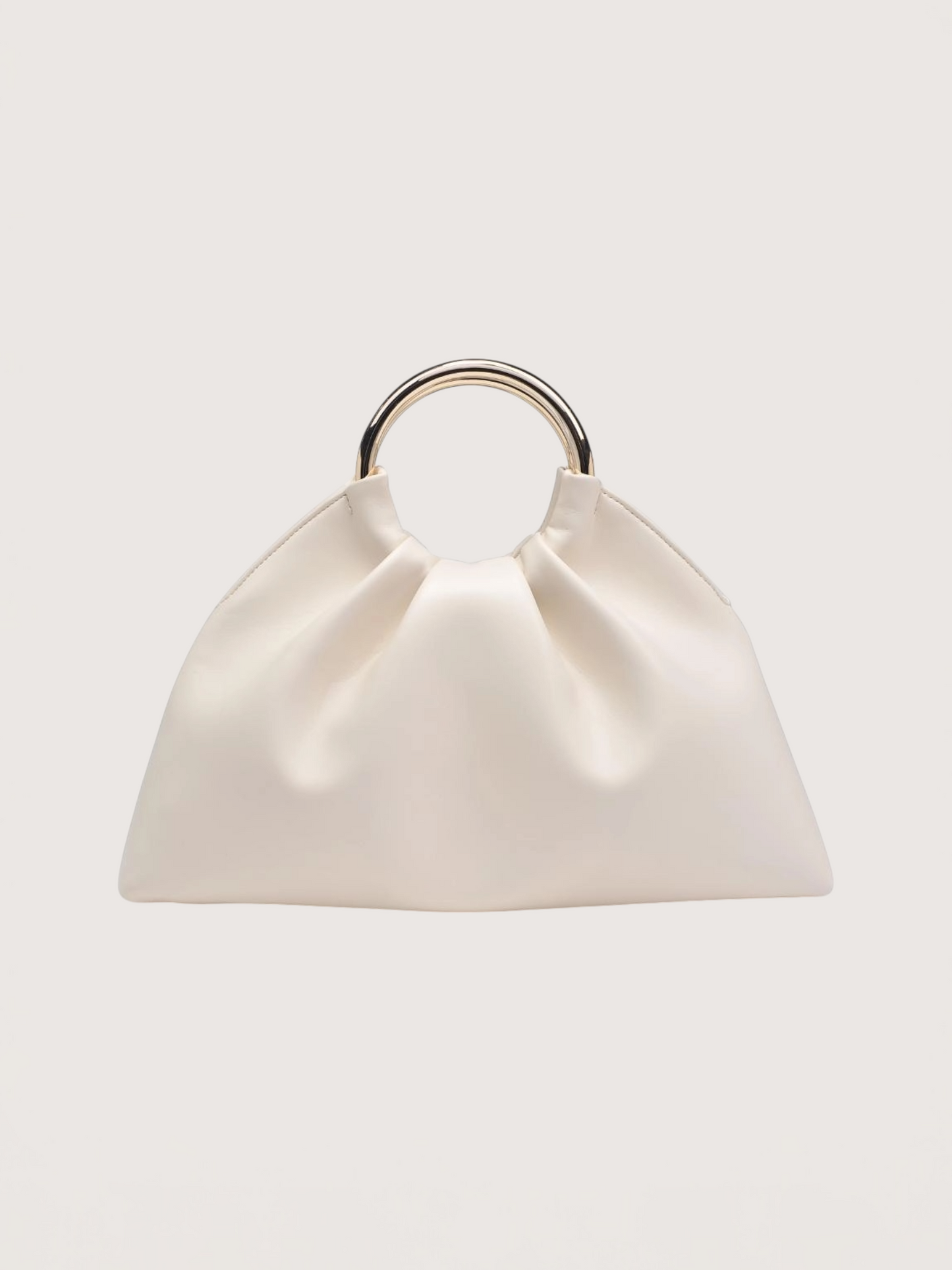 Circle Handle Pouf Bag | Bone