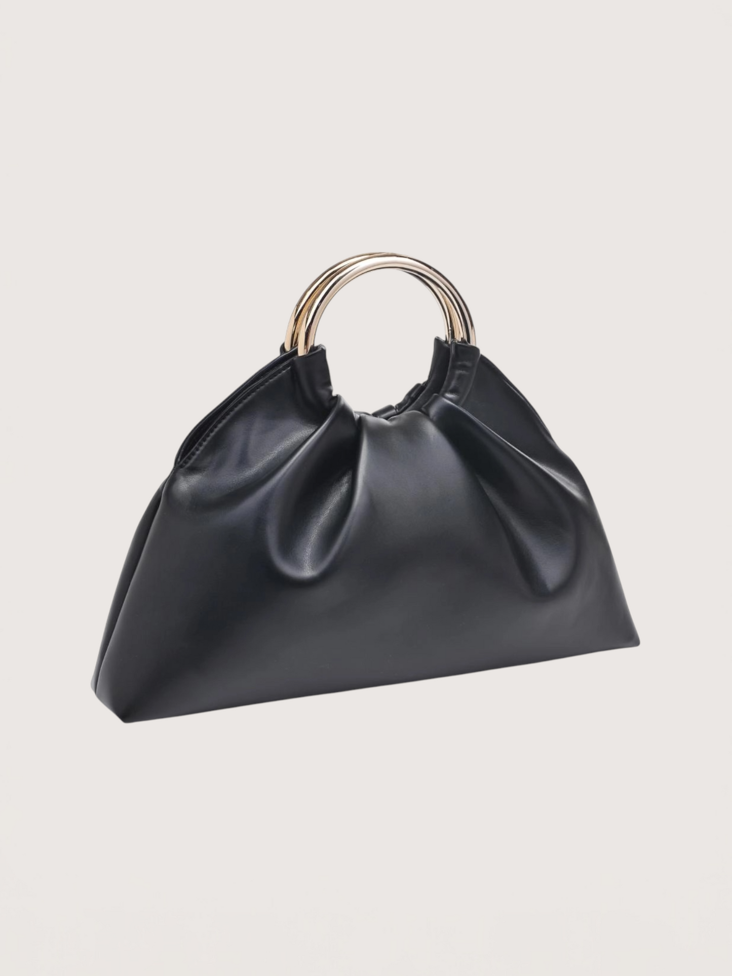Circle Handle Pouf Bag | Black