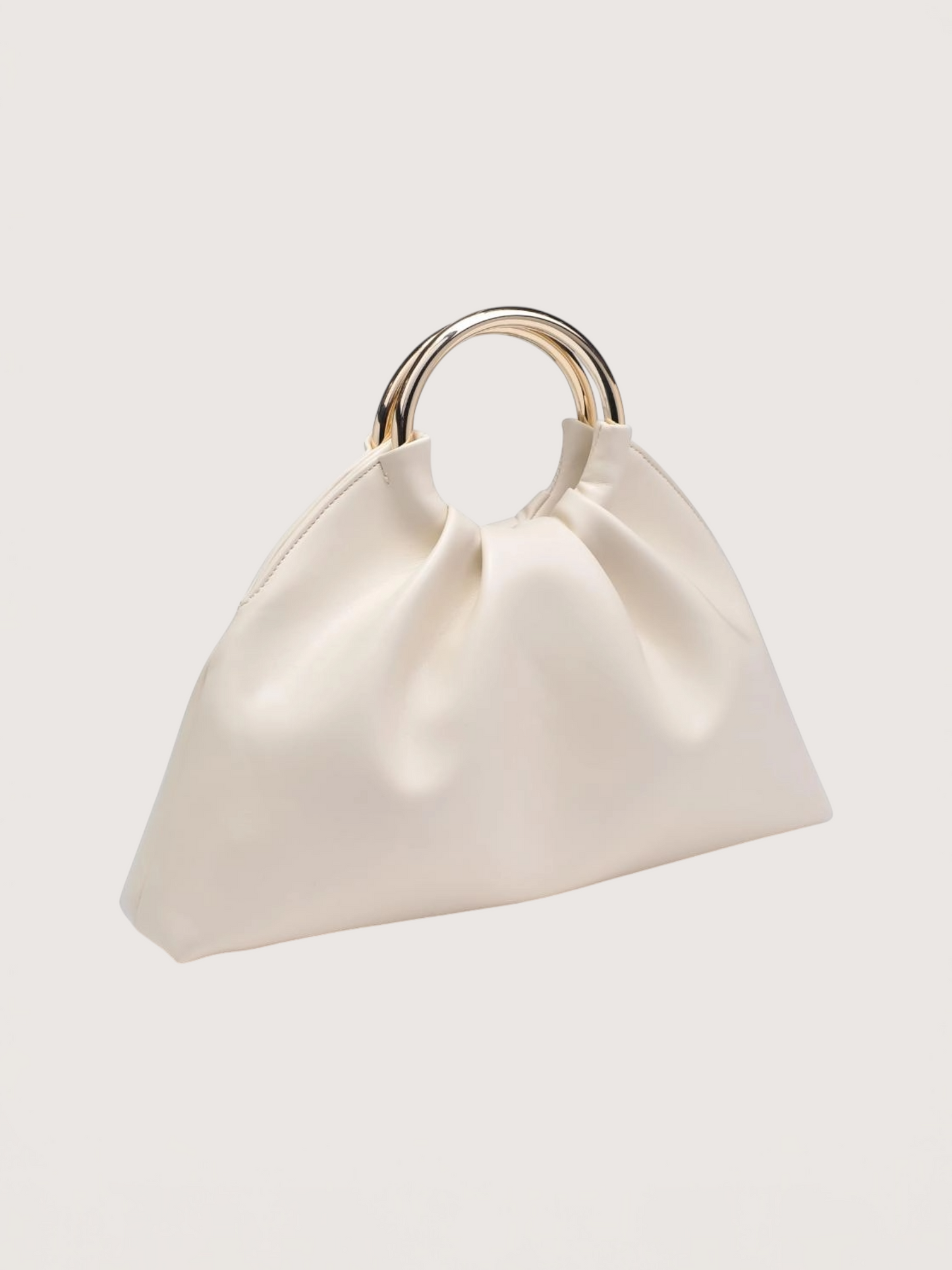 Circle Handle Pouf Bag | Bone