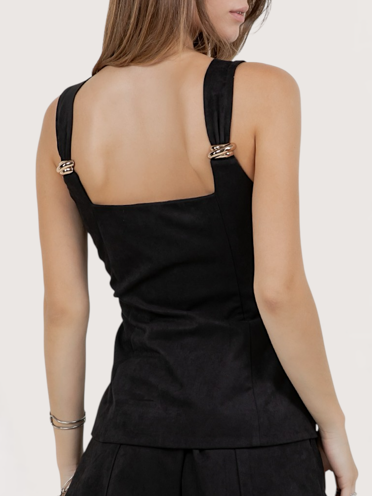 Metal Accent Suede Top