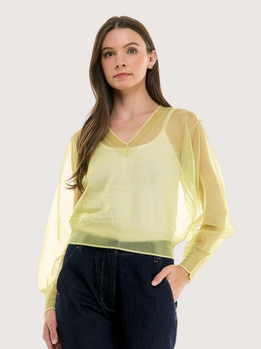 Morgan Organza Top | Lime