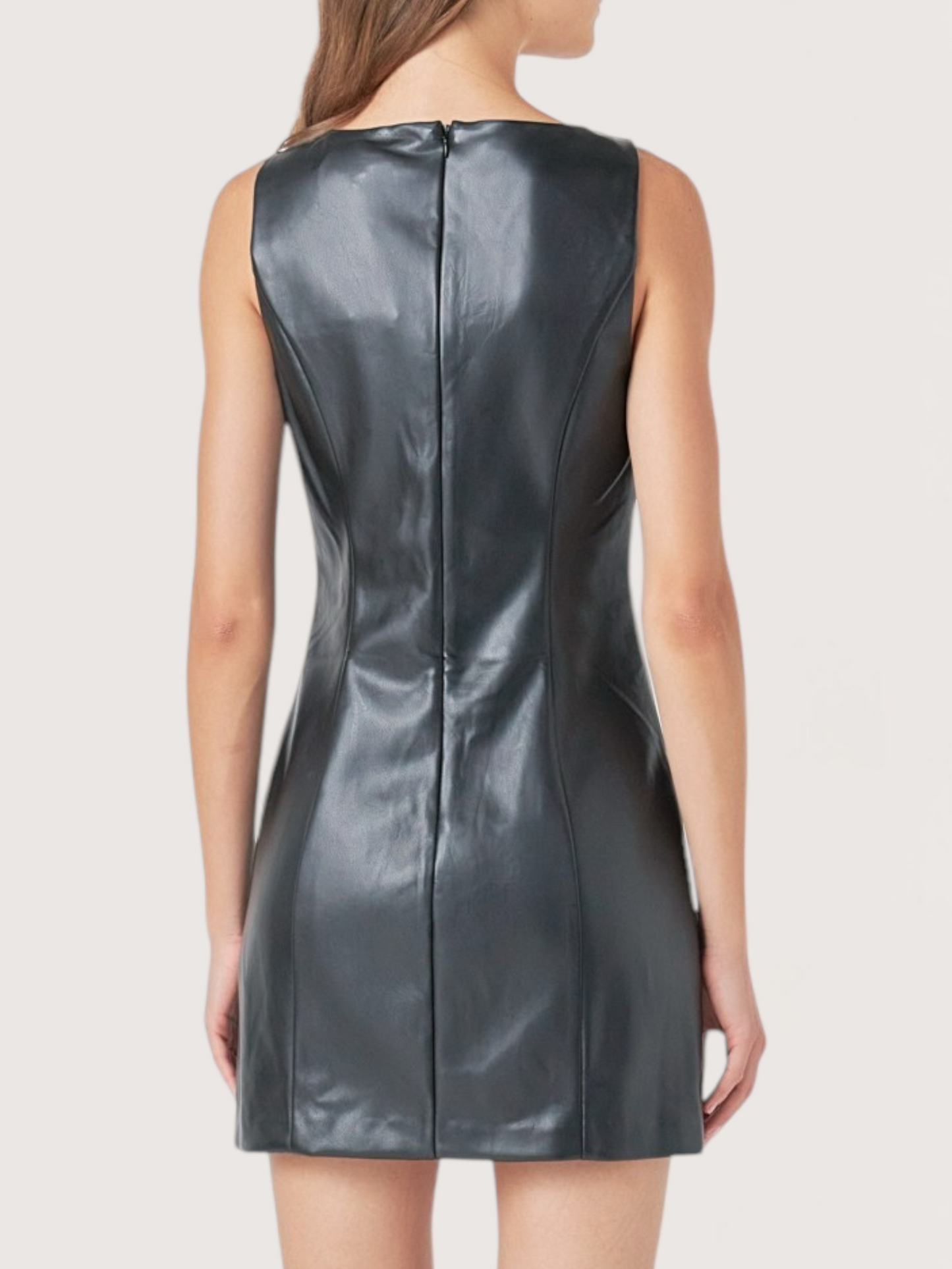 Beaded Button Leather Dress