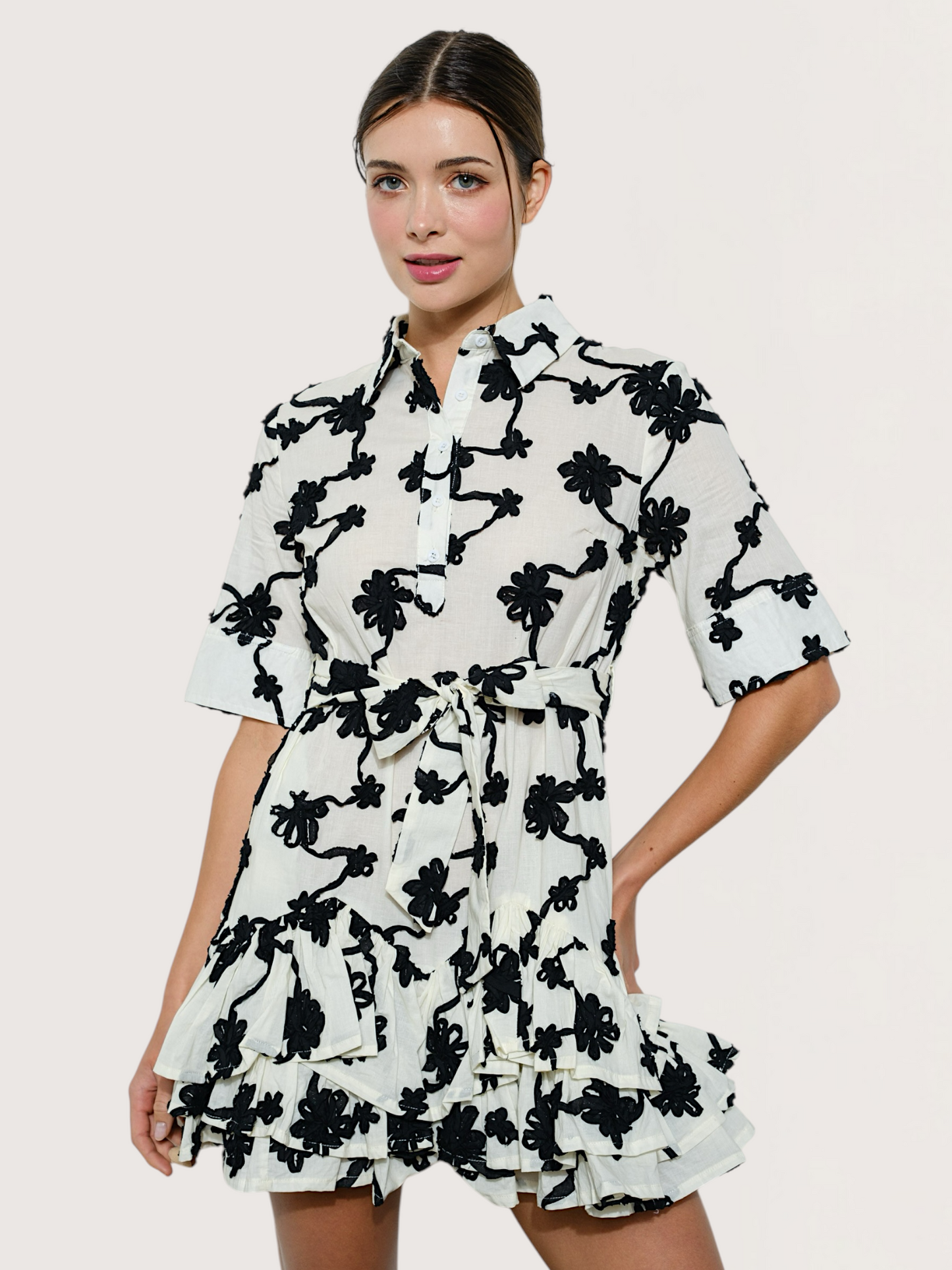 Embroidered Shirt Dress