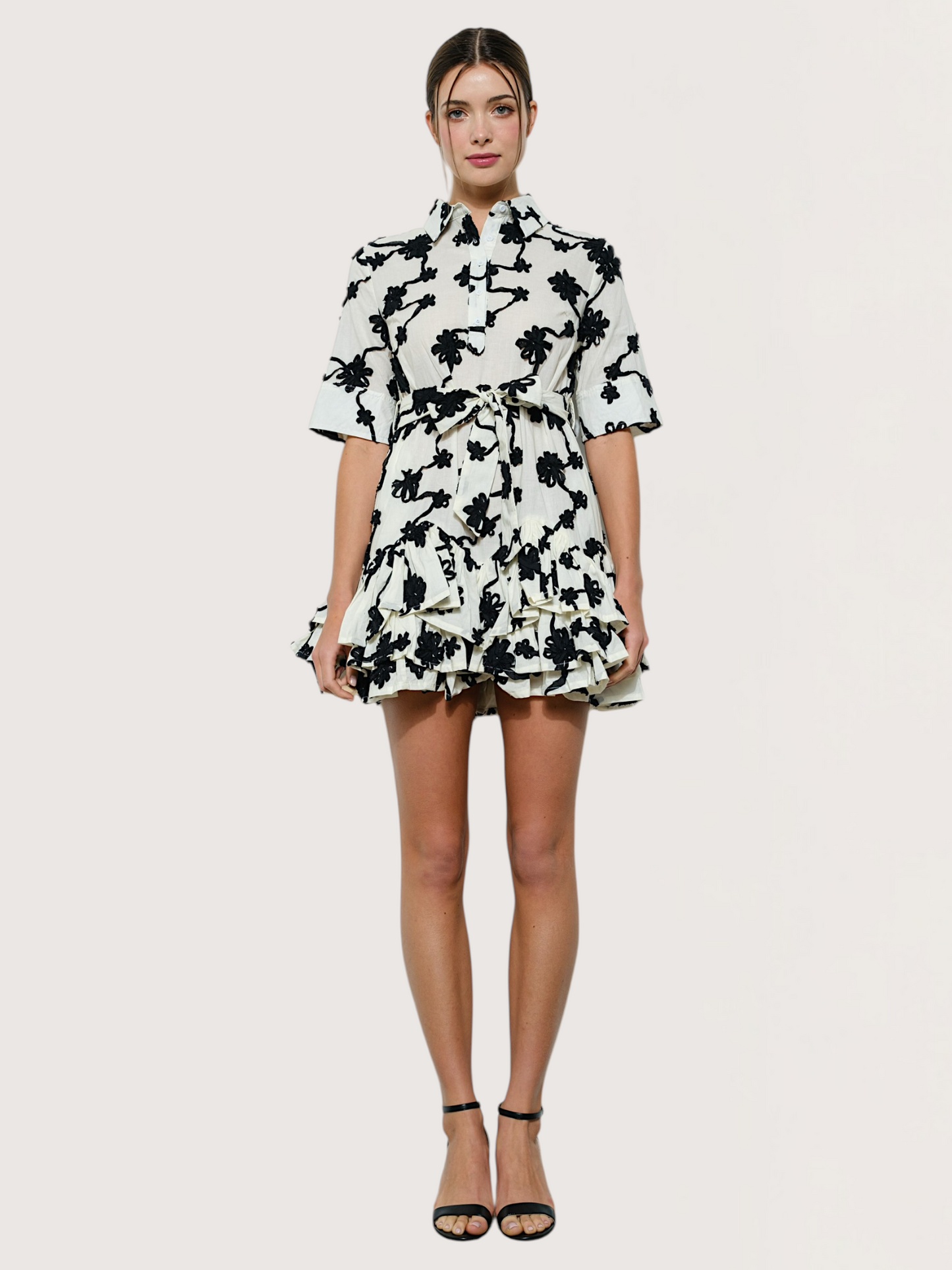 Embroidered Shirt Dress