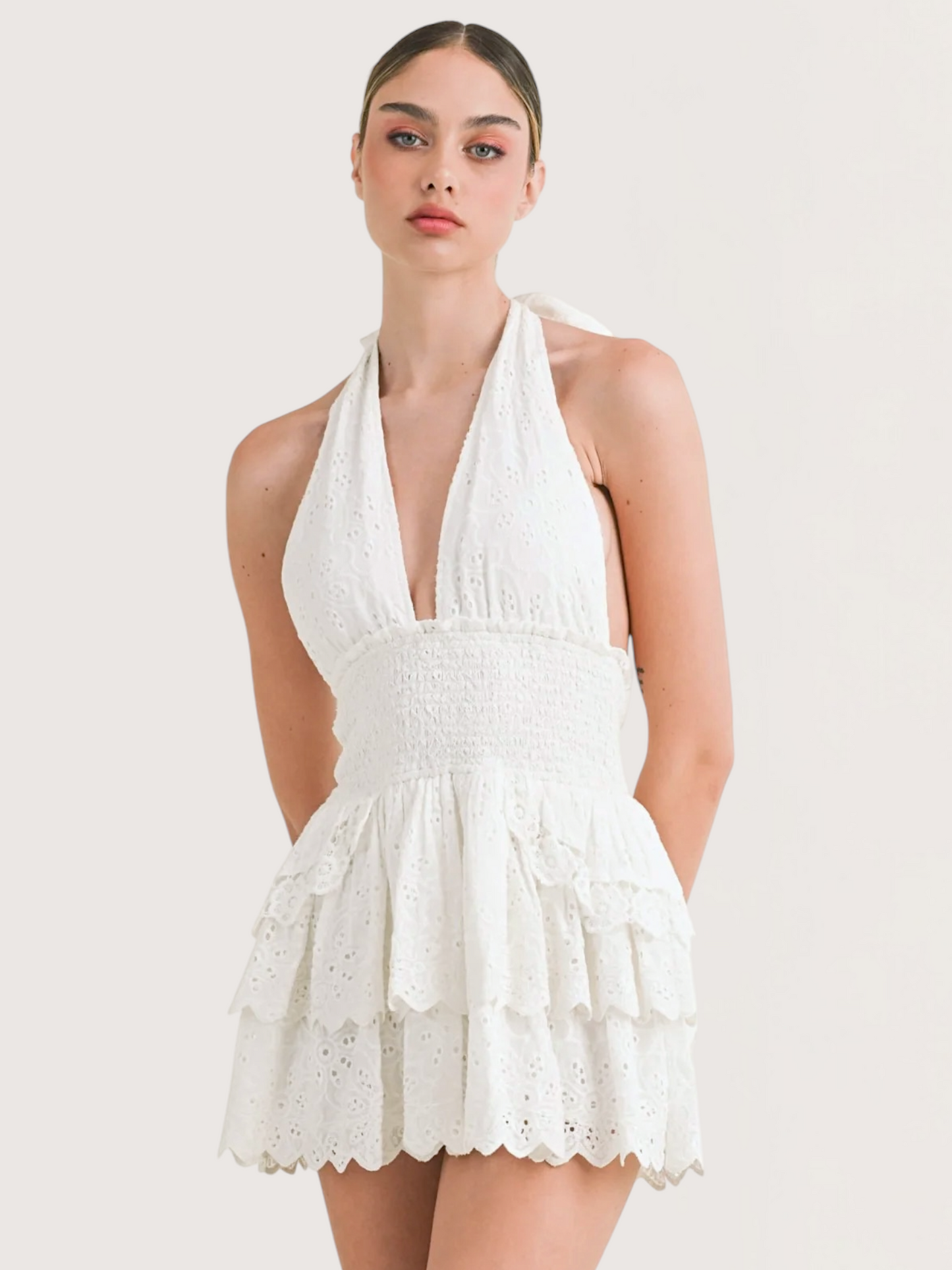 Eyelet Halter Dress