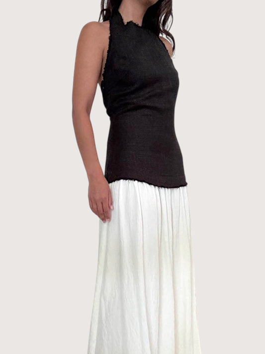 Contrast Halter Midi Dress