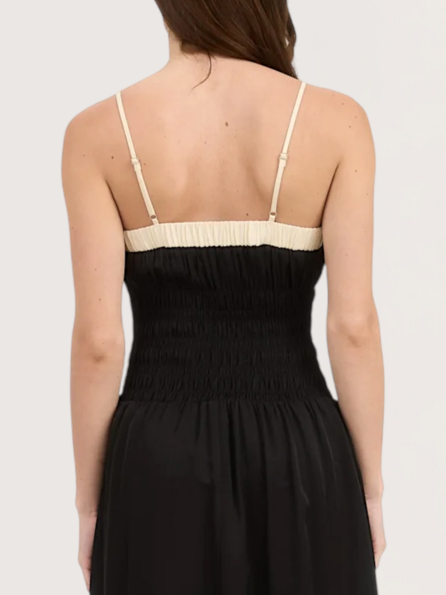 Contrast Smocked Dress | Black