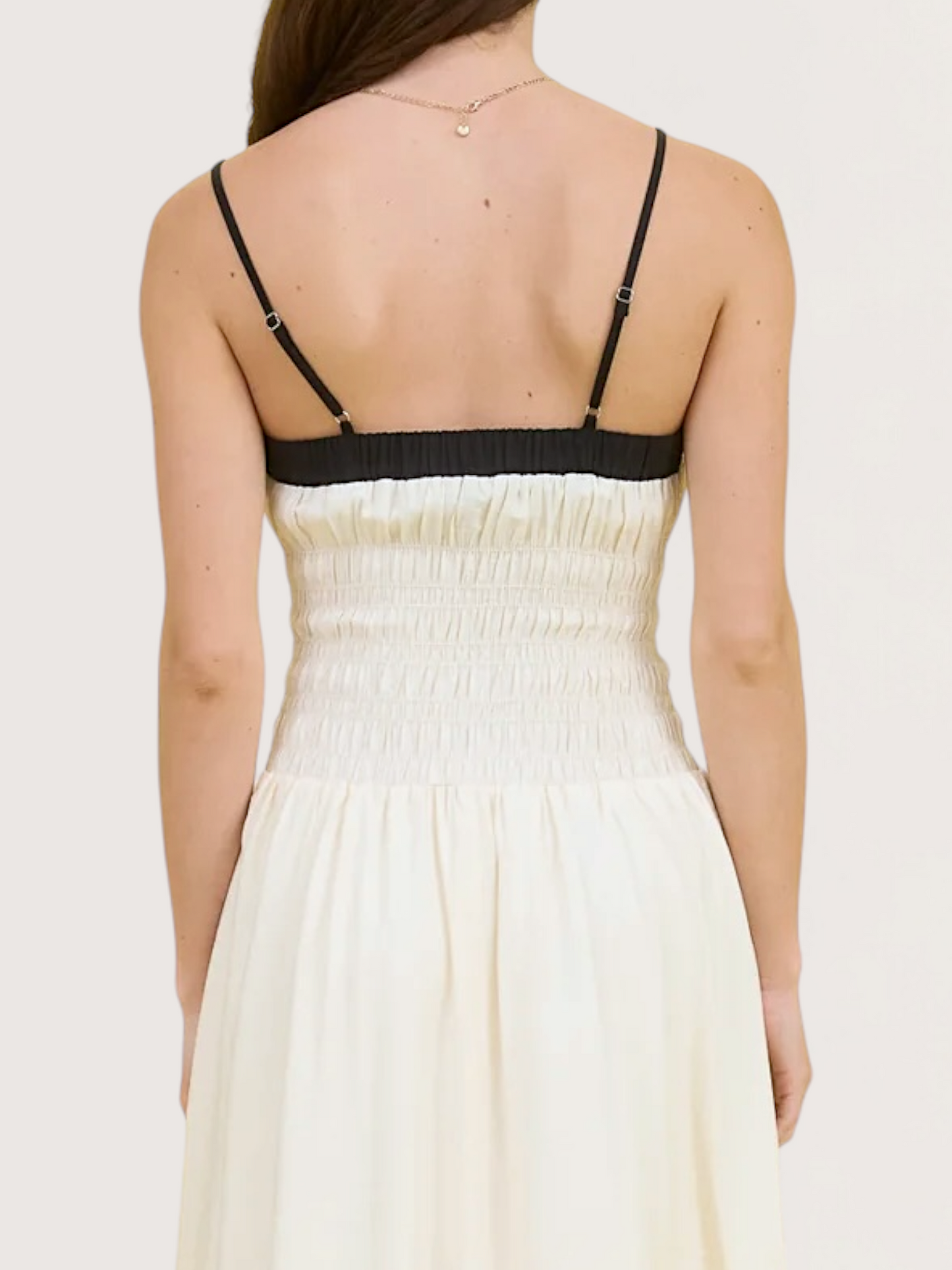 Contrast Smocked Dress | Cream