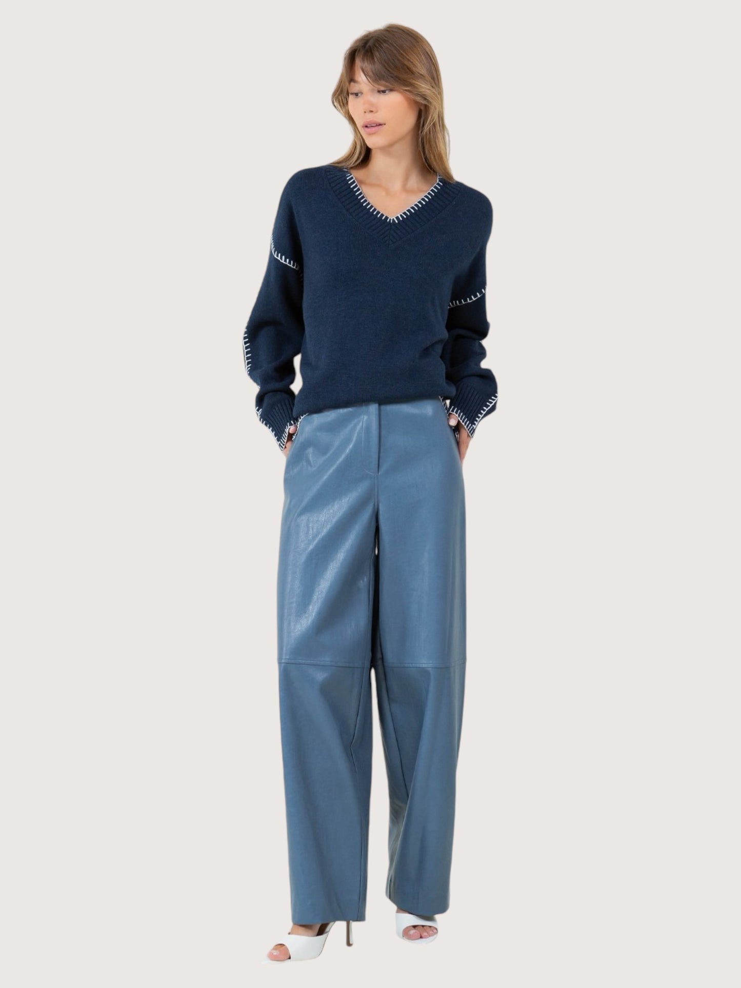 Wide Leg Leather Pant
