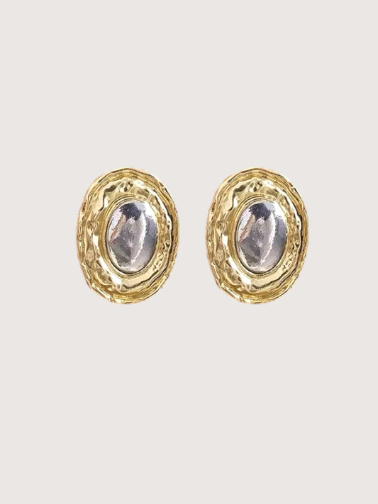 Two Tone Oval Earring | Gold