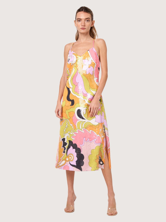Sequin Print Midi Dress